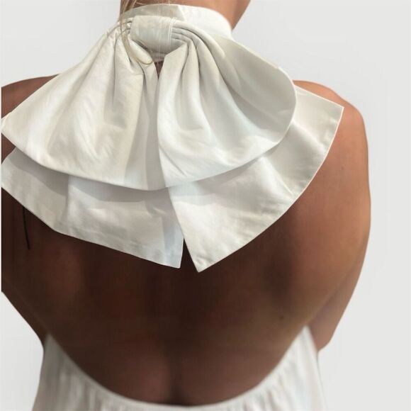 Caroline Constas White Bo Halter Mini Dress Women's Size M - Picture 6 of 16